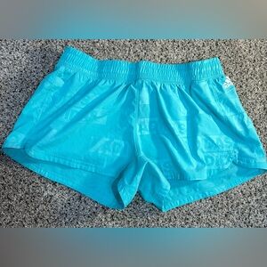 Adidas Womens Shorts Athletic Pacer Woven Logo Elastic Waist Mint Blue Medium